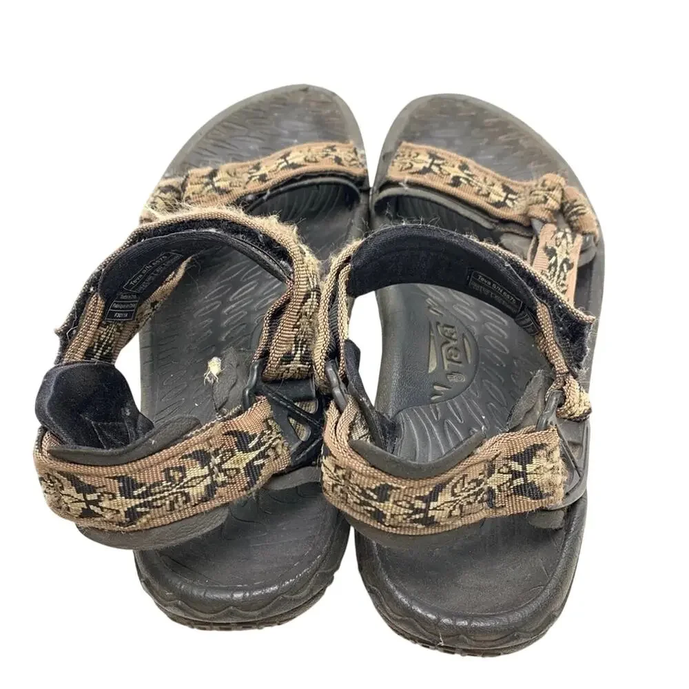Teva 6575 Brown Black Sport Sandals Shoes Fisherman Dad Shoes Hiking Caming 10